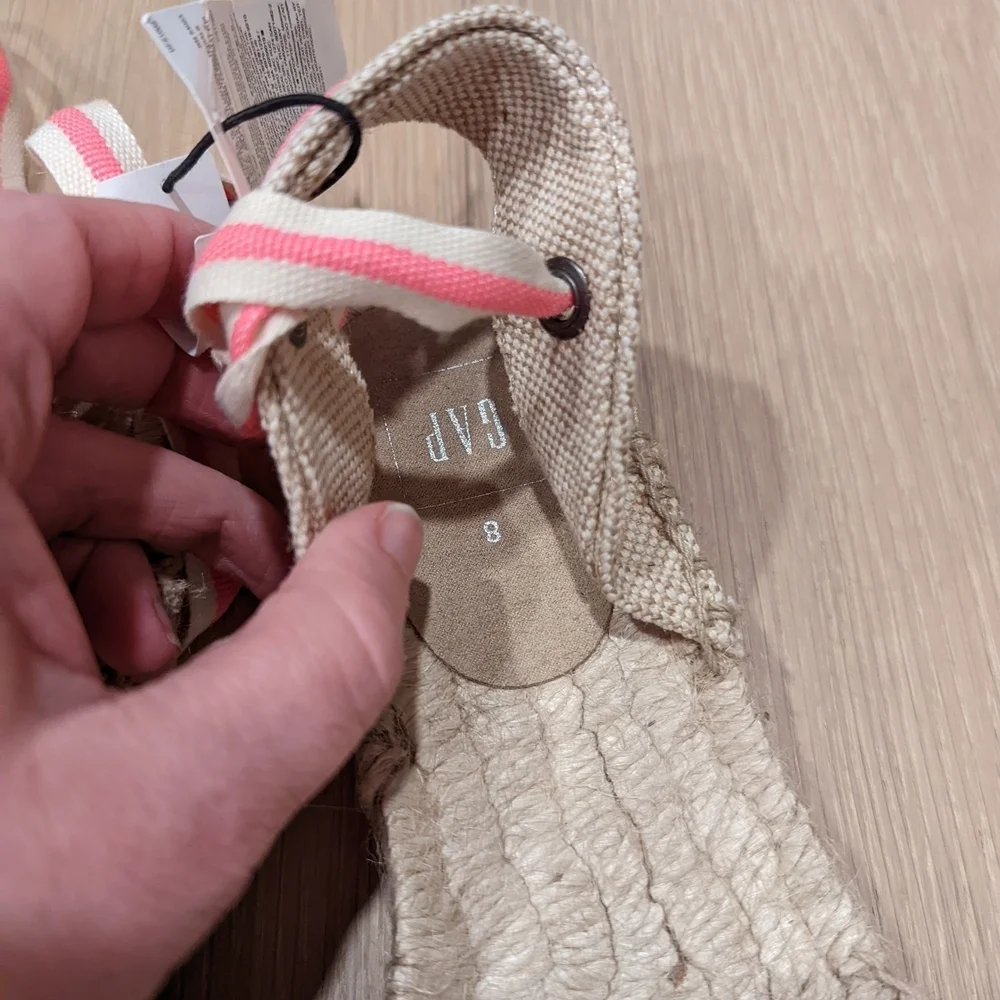 Women's Beige and Pink Espadrille Sandals